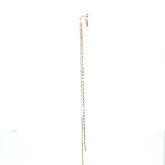 18K Gold Earrings Threader Heart 0.68 grams - Picture 6 of 9